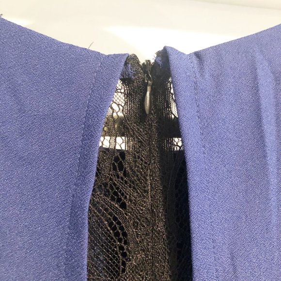 ASTR Black Lace Midriff Inset Stretch Romper Navy Blue L NWT - Picture 8 of 12